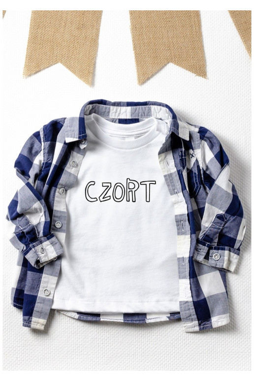 White kid&#039;s &quot;czort&quot; T-shirt