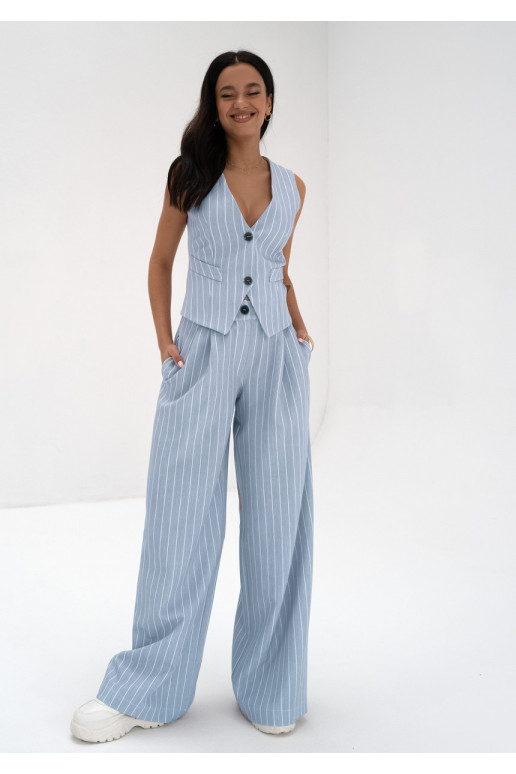 Mocca - Light blue striped wide trousers