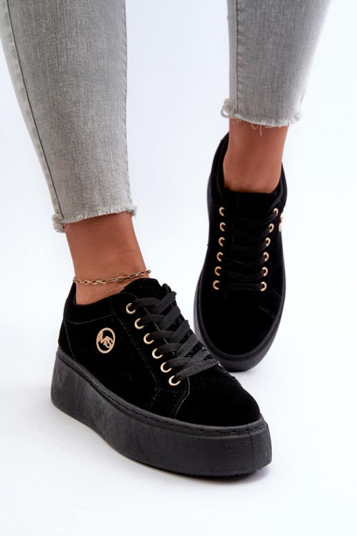  Sneakers modeļa apavi   ar platformu melnas krāsas Telirra