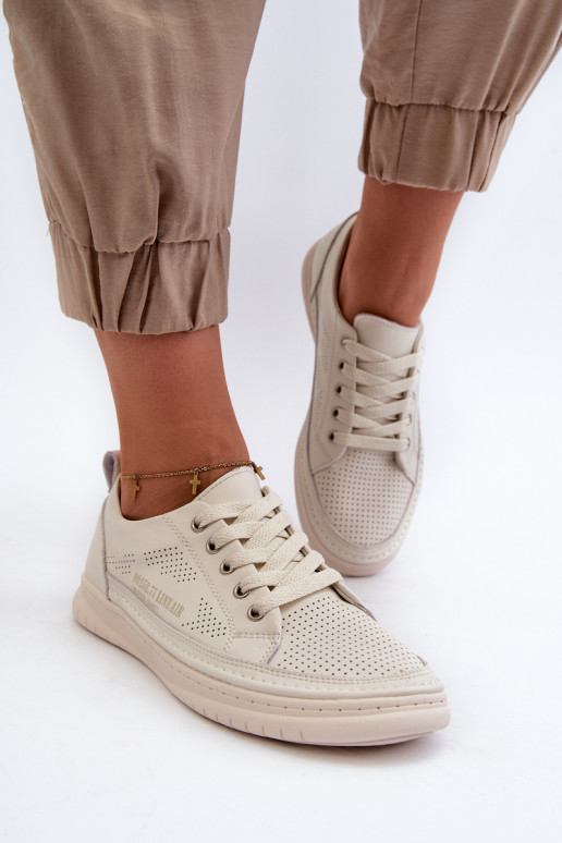 Stilīgi sporta apavi no dabīgas ādas smilšu krāsas Cloesa
