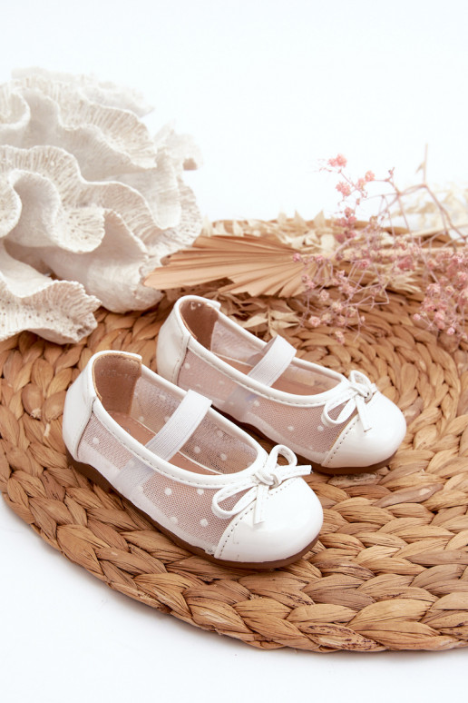 balerīnas   Bērnu apavi ar bantītēm baltas krāsas Jellema
