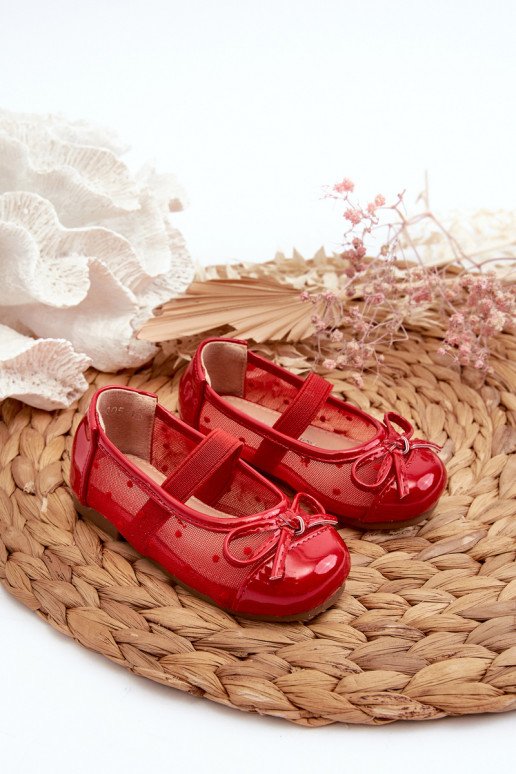 balerīnas   Bērnu apavi ar bantītēm sarkanas krāsas Jellema