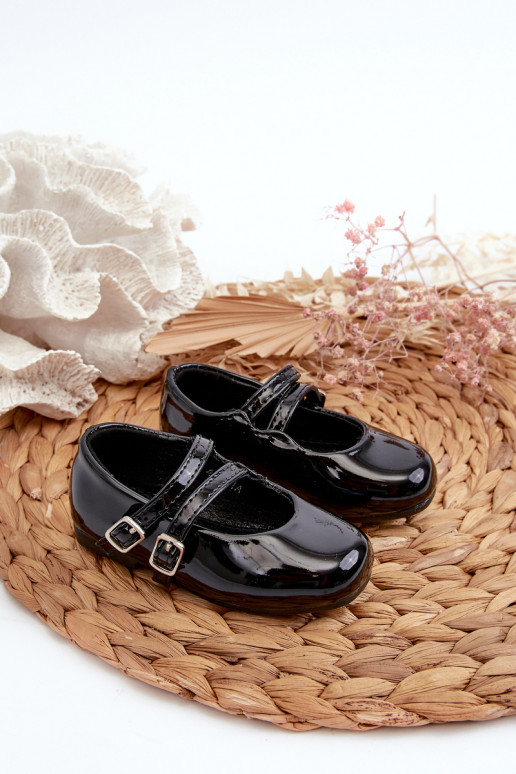 Laque balerīnas   Bērnu apavi ar siksniņām melnas krāsas Margenis