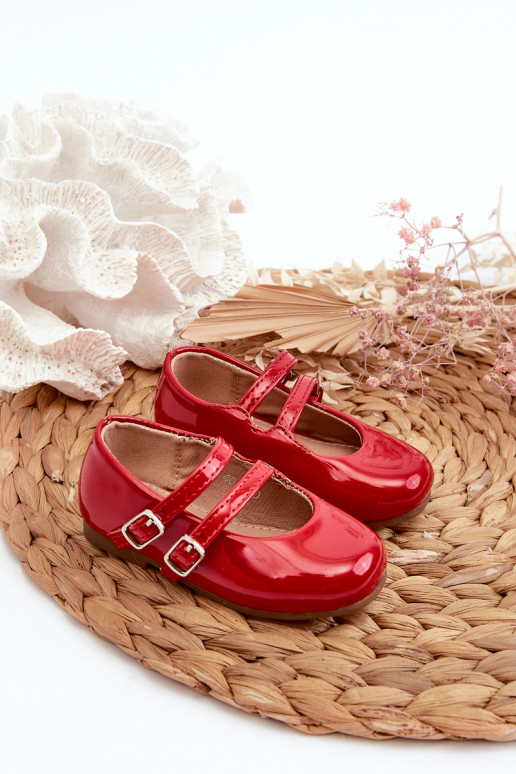 Laque balerīnas   Bērnu apavi ar siksniņām sarkanas krāsas Margenis