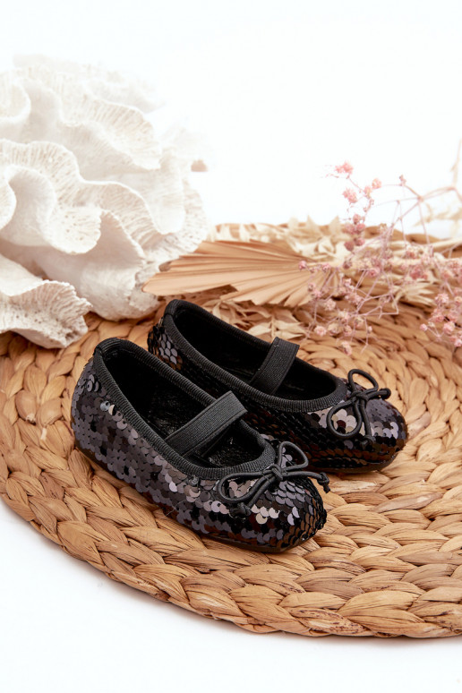 balerīnas   Bērnu apavi Ozdobione Cekinami melnas krāsas Weries