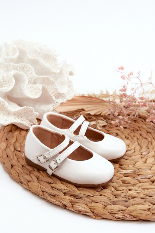 Laque balerīnas   Bērnu apavi ar siksniņām baltas krāsas Margenis