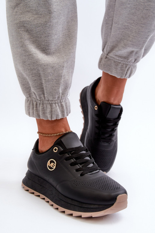 Sneakers modeļa apavi   ar platformu melnas krāsas Rottiana