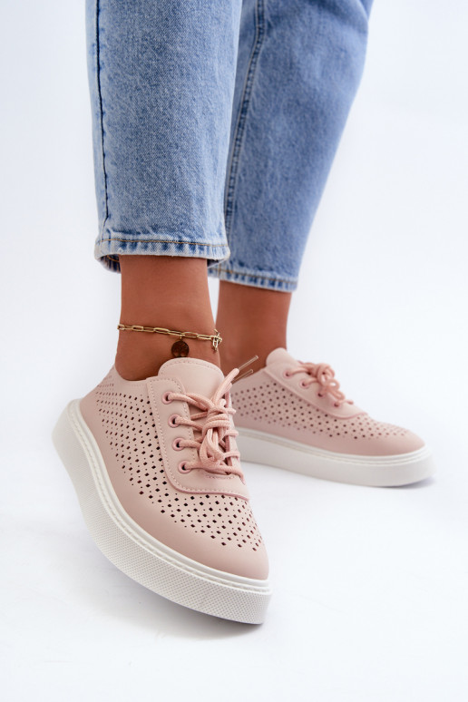 ar ažūra elementiem brīvā laika apavi Sneakers modeļa apavi ar platformu Rozā krāsas Tanvi