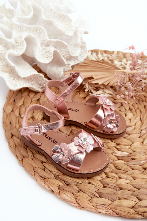 sandales Bērnu apavi Ozdobione kami ar lipīgām aizdarēm Rozā krāsas Fagossa