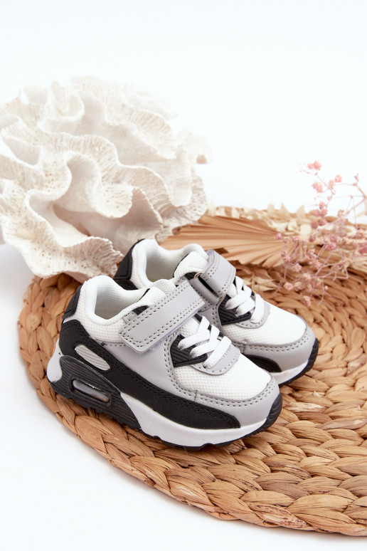 Sneakers modeļa apavi Bērnu apavi ar lipīgām aizdarēm Pelēkas krāsas Krissandra