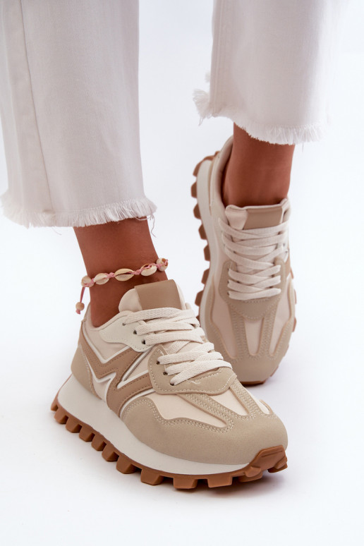 Sneakers modeļa apavi sporta apavi Sievišķīgs smilšu krāsas Kalelia