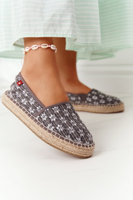 espadrillesar rakstiemj Platformie Big Star AA274680 Pelēkas krāsas