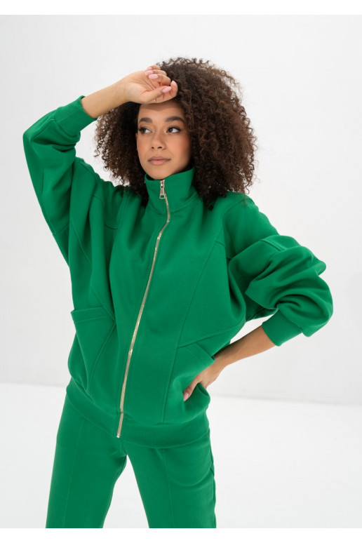 Based - Kelly green oversize zipped sweatshirt