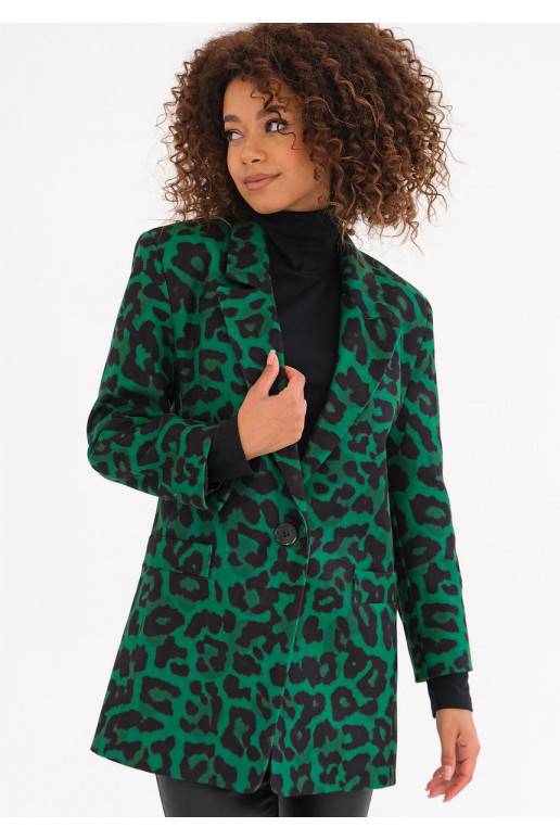 Zura - zaļa leoparda raksta jaka